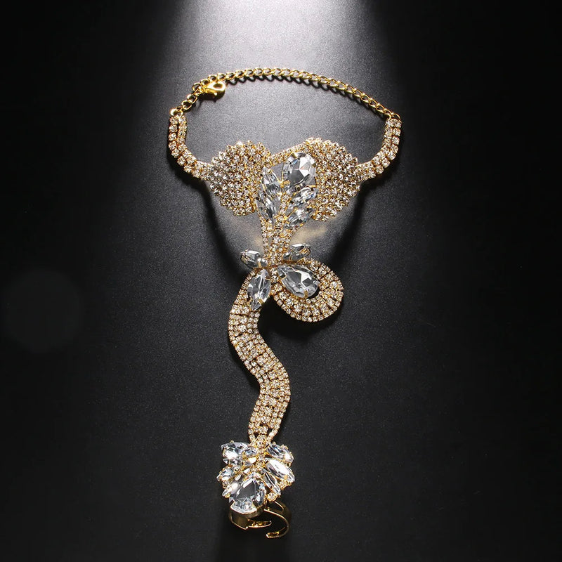 Stonefans Snake Finger Bracelet Women Charms Bangle Hand Chain Girls Ring