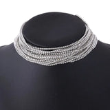 Stonefans Multilayer Choker Rhinestone Necklace - Crystal Bling Jewelry Gift