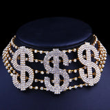Stonefans Rhinestone Dollar Necklace Choker for Women