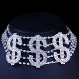 Stonefans Rhinestone Dollar Necklace Choker for Women