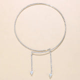 Stonefans Triangle Tassel Choker Rhinestone Necklace