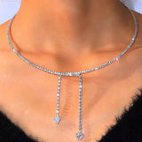 Stonefans Triangle Tassel Choker Rhinestone Necklace