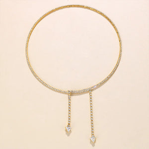 Stonefans Triangle Tassel Choker Rhinestone Necklace