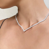Stonefans V Shape Rhinestone Choker Wedding Jewelry