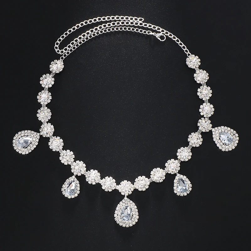 Stonefans Water Drop Pendant Head Chain Jewelry Bridal Rhinestone Headband