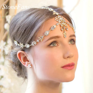 Stonefans Crystal Bridal Headwear Chain Wedding Pendant Hair Jewelry