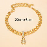 Stonefans Titanium Steel Bear Pendant Anklet Bracelet Men Holiday Accessories
