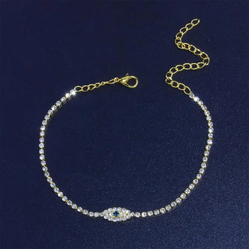 Stonefans Evil Eye Anklet for Women Boho Tennis Charm Ankle Bracelets