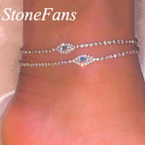 Stonefans Evil Eye Anklet for Women Boho Tennis Charm Ankle Bracelets