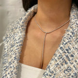Stonefans Y Shape Choker with Rhinestones Long Necklace