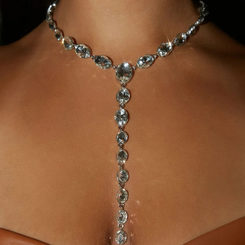 Stonefans Y Shape Rhinestone Necklace Bling Choker Necklaces