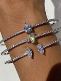 Stonefans Zircon Water Drop Crystal Multi-layer Cuff Bracelet for Bride