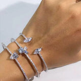 Stonefans Zircon Water Drop Crystal Multi-layer Cuff Bracelet for Bride