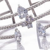 Stonefans Zircon Water Drop Crystal Multi-layer Cuff Bracelet for Bride