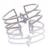 Stonefans Zircon Water Drop Crystal Multi-layer Cuff Bracelet for Bride