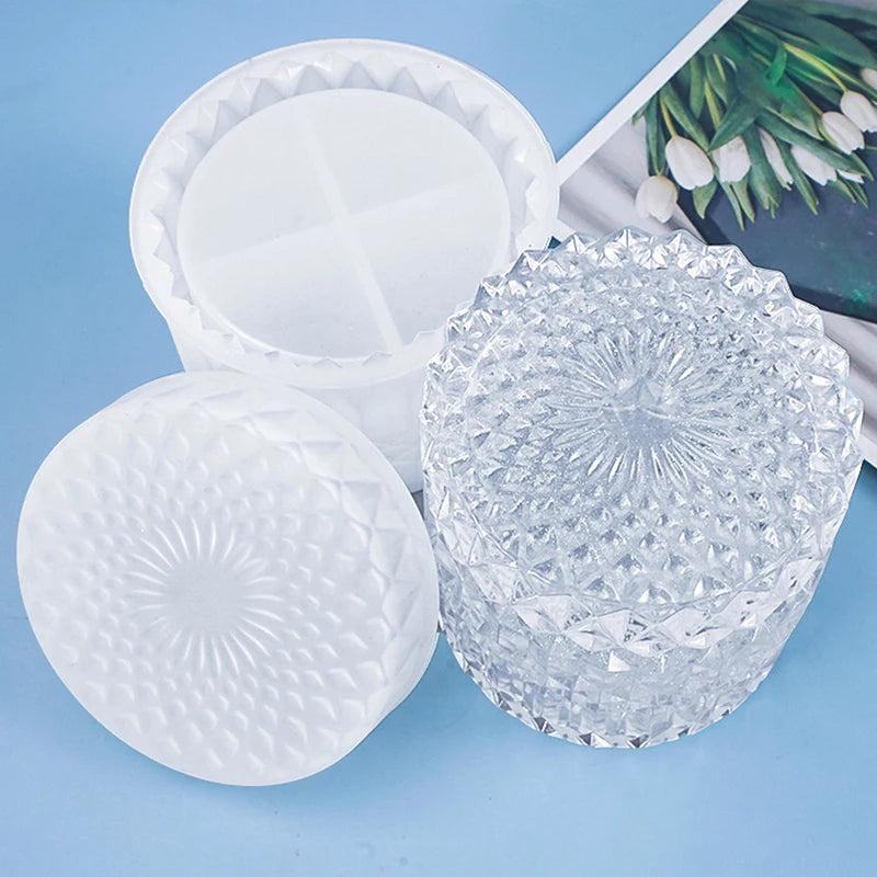 Round Striped Candle Jar Box Mold for Home Decoration