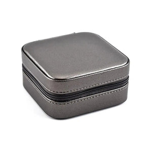 Portable Jewelry Box Faux Leather Zip Ring Earrings Bracelet Pouch