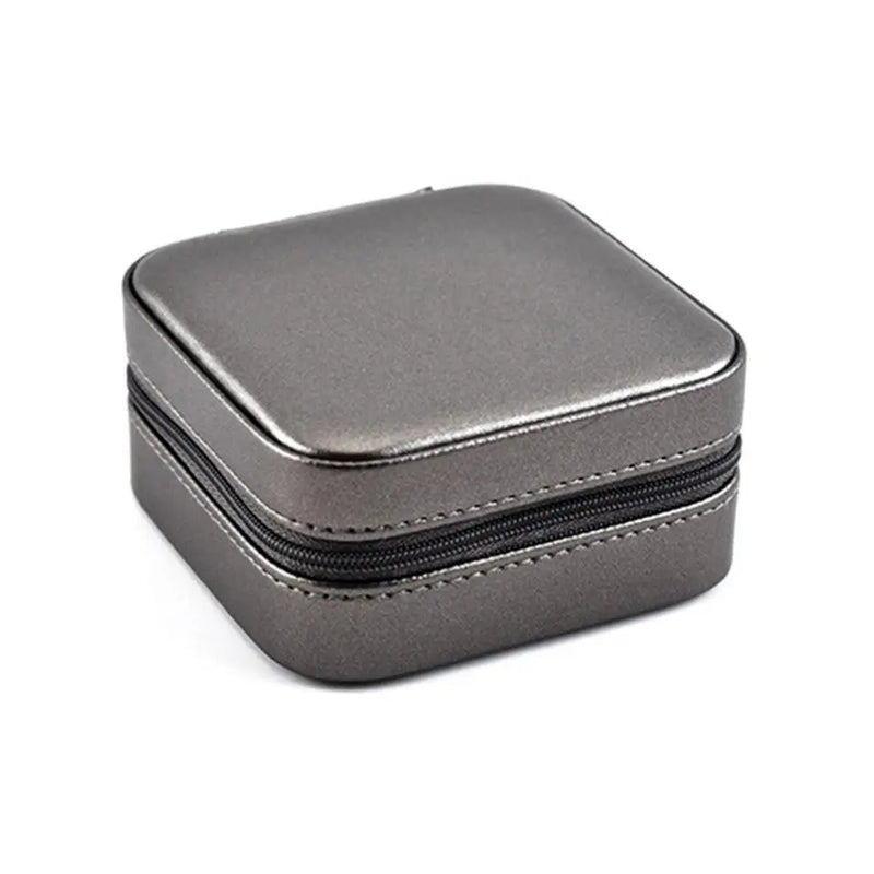 Portable Jewelry Box Faux Leather Zip Ring Earrings Bracelet Pouch