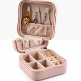 Portable Jewelry Box Faux Leather Zip Ring Earrings Bracelet Pouch