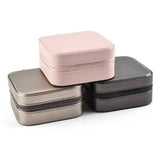Portable Jewelry Box Faux Leather Zip Ring Earrings Bracelet Pouch