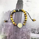 Tiger Eye Bead Strand Bracelet with Constellation Charms