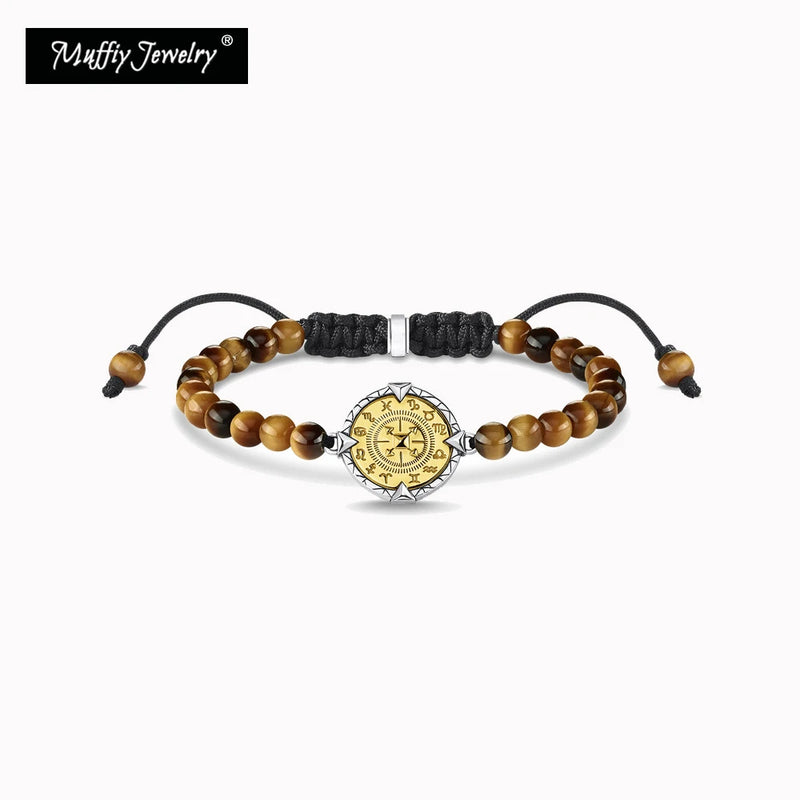 Tiger Eye Bead Strand Bracelet with Constellation Charms
