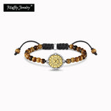 Tiger Eye Bead Strand Bracelet with Constellation Charms