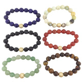 Strand Bracelets Faceted Stone Mix Micro Zircon Pave Ball Beads 10MM