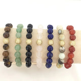 Strand Bracelets Faceted Stone Mix Micro Zircon Pave Ball Beads 10MM