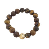 Strand Bracelets Faceted Stone Mix Micro Zircon Pave Ball Beads 10MM