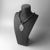 Skull Pendant Cross Beads Necklace 925 Silver Cross Punk Gift
