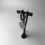 Skull Pendant Cross Beads Necklace 925 Silver Cross Punk Gift