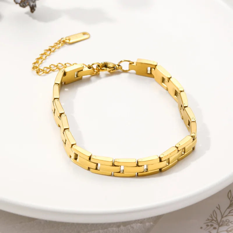 Women's Titanium Plated 18K Strap Bracelet