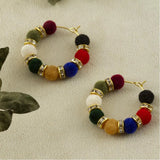 Strass Velvet Figured Ring Earrings