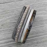 Vintage Wide Leather Braided Bracelet Leopard Print Bangle