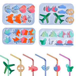 Straw Topper Crystal Epoxy Resin Mold Butterfly Heart Shape