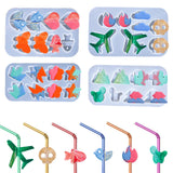 Straw Topper Crystal Epoxy Resin Mold Butterfly Heart Shape