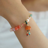 Strawberry Crystal Agate Lucky Bracelet Women Jewelry