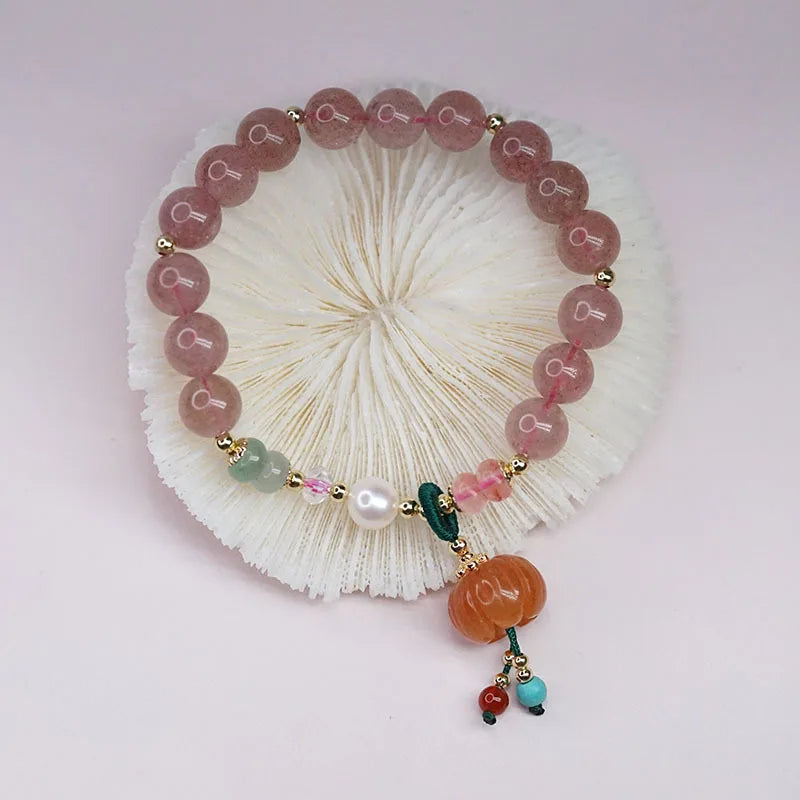 Strawberry Crystal Agate Lucky Bracelet Women Jewelry