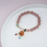 Strawberry Crystal Agate Lucky Bracelet Women Jewelry