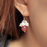 Strawberry Crystal Earrings Pink Beads High-end Jewelry
