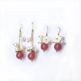 Strawberry Crystal Earrings Pink Beads High-end Jewelry