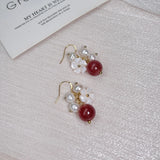 Strawberry Crystal Earrings Pink Beads High-end Jewelry