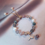 Strawberry Crystal Mermaid Bracelet Natural Stone Women Girl Jewelry