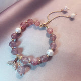 Strawberry Crystal Mermaid Bracelet Natural Stone Women Girl Jewelry