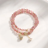 Strawberry Crystal Money Bag Bracelet To Attract Wealth