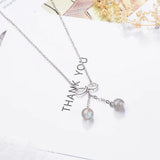 Strawberry Crystal Moonstone Beads Tassel Necklace 925 Sterling Silver Chain