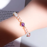 Strawberry Crystal Moonstone Women's Bracelet Amethyst Peach Blossom BFF Gift