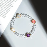 Strawberry Crystal Moonstone Women's Bracelet Amethyst Peach Blossom BFF Gift