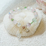 Strawberry Crystal Tulip Pendant Natural Stone Bracelet